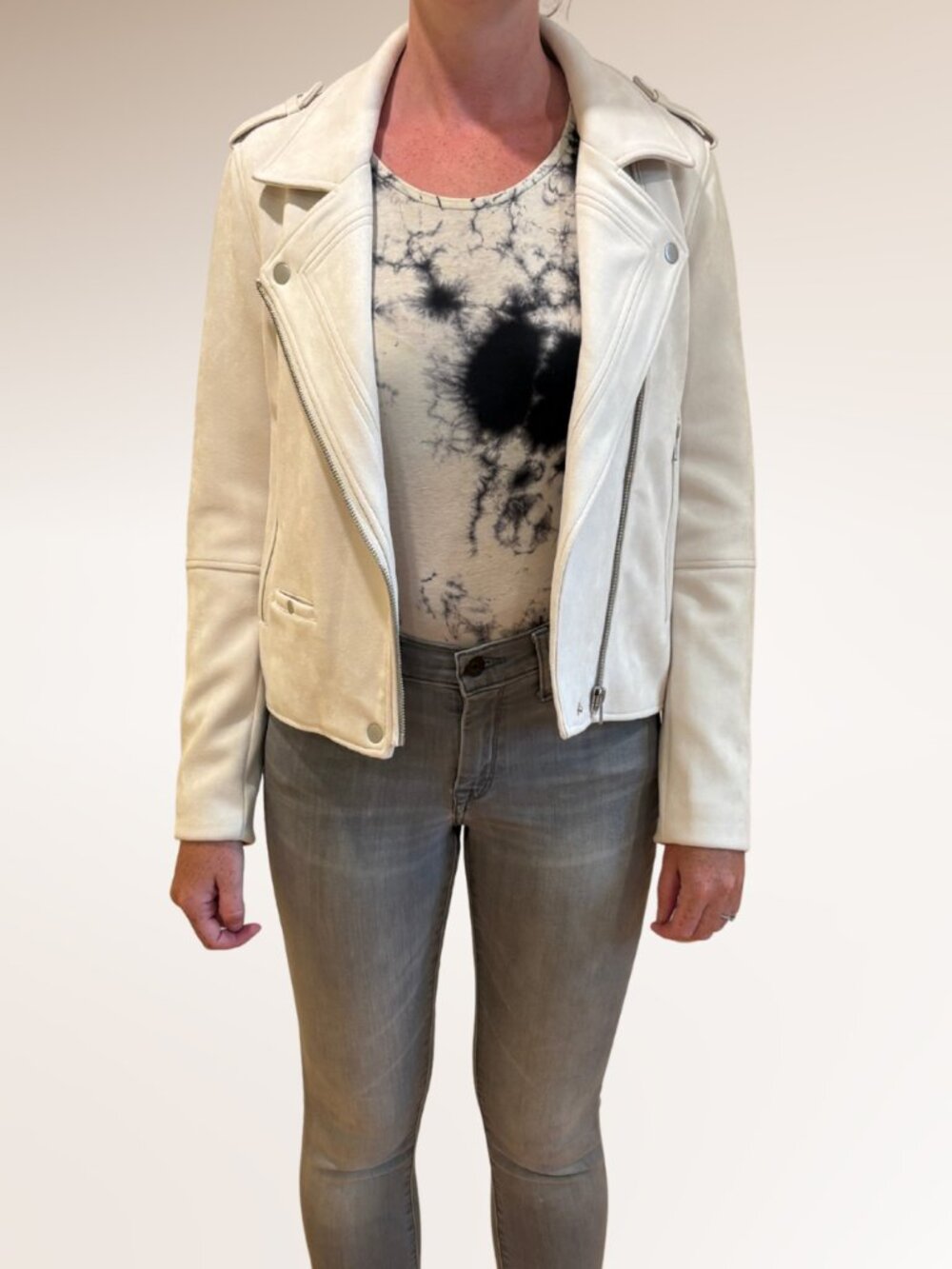 White Suede Moto Jacket